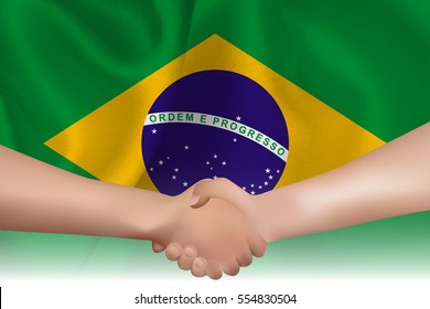 Brazil national flag Handshake background