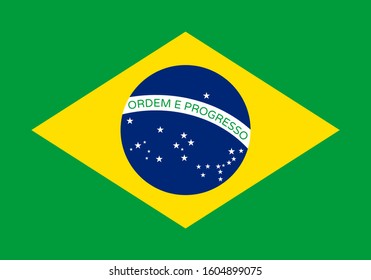 Brazil. National flag. Icon. Symbol. Vector illustration on white background.