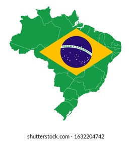 Brazil National Flag Map Icon Stock Vector (Royalty Free) 1632204742