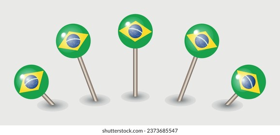 Brazil national flag map marker pin icon illustration