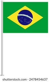 Brazil national flag pole icon isolated on white background.