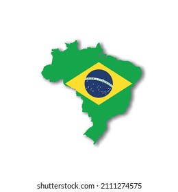 Brazil national flag in a shape of country map