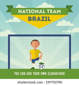 Brazil national football team player. Flat design