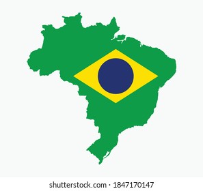 Brazil National Map with flag illustration