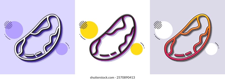 Brazil nut line icon. Halftone dotted pattern. Gradient icon with grain shadow. Tasty nuts sign. Vegan food symbol. Line brazil nut icon. Various designs. Vector