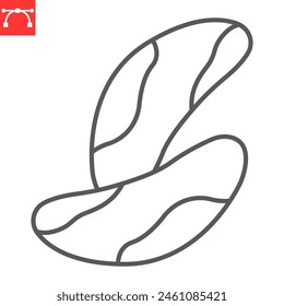 Brazil nut line icon, nuts and organic, brazilian nut vector icon, vector graphics, editable stroke outline sign, eps 10.