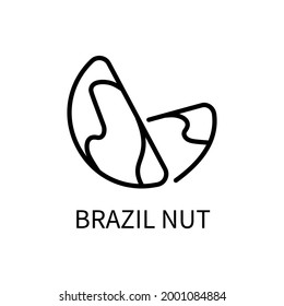 Brazil Nut Line Icon Is In A Simple Style. Vector sign in a simple style isolated on a white background. Original size 64x64 pixels.