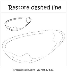 brazil nut. Repair the dotted line. Handwriting practice. Educational game for toddlers and preschoolers. Cartoon style. Isolated vector illustration, eps
