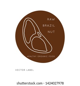 Brazil Nut Vector logo design template with nut icon in linear style. Abstract emblem for organic shop, healthy food store or 
vegetarian cafe.
