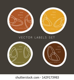 Brazil Nut Vector logo design templates set with nut icon in linear style. Abstract emblem for organic shop, healthy food store or 
vegetarian cafe.
