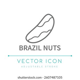 Brazil Nuts Food Line Icon, Nut Types Packaging Label, Food Ingredients Logo