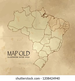 brazil on the map of Balkans in soft grunge and vintage style, like old paper with watercolor painting. VectorEPS10
