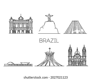 Brasiliens Umriss-Vektorgrafik der Stadt, Symbol, Reiseziele, Wahrzeichen