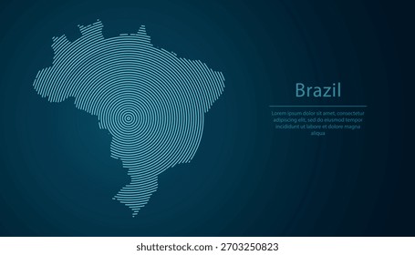 Mapa de esquema de Brasil lleno de círculos concéntricos sobre fondo degradado oscuro