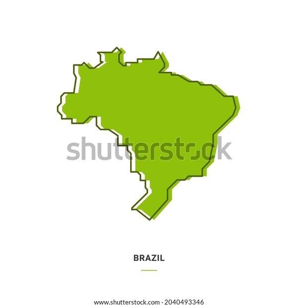 Brazil Outline Map Green Colour Modern Stock Vector (Royalty Free ...