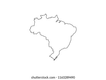 Brazil outline map national borders country shape