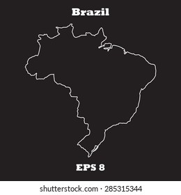 Brazil outline map, stroke. Name of state. Line style. Vector EPS8