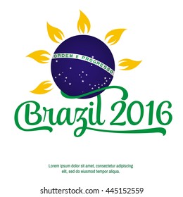 Brazil. Patriotic banner for website template, cards, posters, logo, brochure. Typographic concept. Vector illustration.