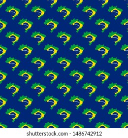 Brazil Pattern Seamless Design with Blue Background