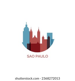 Brazil São Paulo cityscape skyline city panorama vector flat modern logo icon. Latin America region emblem idea with landmarks and building silhouettes