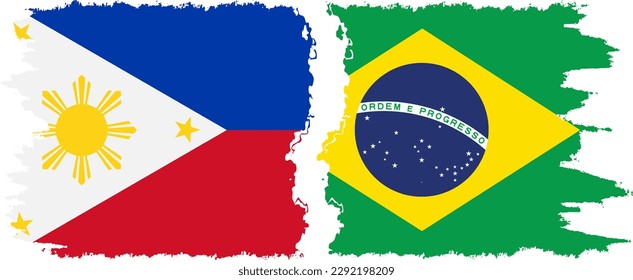 Conexión de banderas gruesas de Brasil y Filipinas, vector