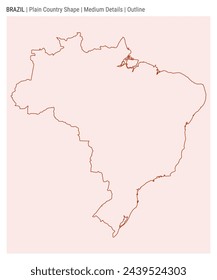 Brazil plain country map. Medium Details. Outline style. Shape of Brazil. Vector illustration.