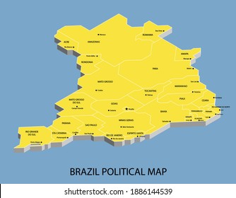 Brazil political isometric map divide by state colorful outline simplicity style. Vector illustration.
