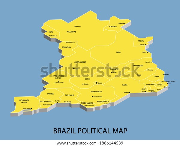 Brazil political isometric\
map divide by state colorful outline simplicity style. Vector\
illustration.