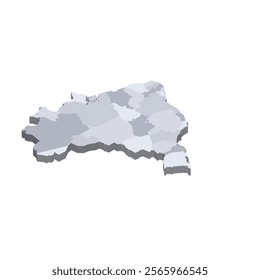 Brazil political map of administrative divisions - Federative units of Brazil. 3D isometric blank vector map in shades of grey.