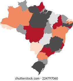 Brazil political map with pastel colors.