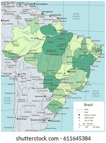 Brazil political map with selectable territories. Vector illustration