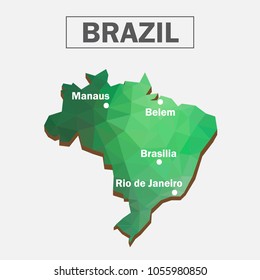 brazil polygon map, 3d map, polygon art