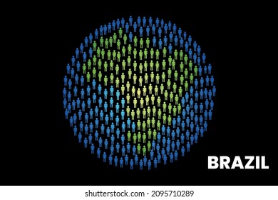 Brazil population people map in globe vector illustration design