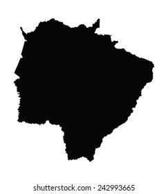 Brazil province map, state Mato Grosso Do Sul vector map silhouette isolated on white background. High detailed silhouette illustration. 