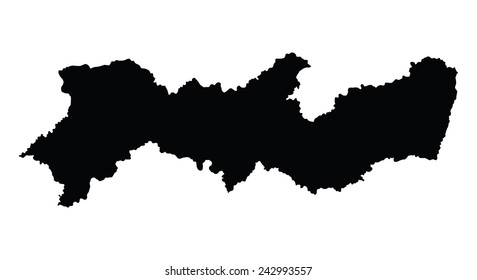 Brazil province map, state Pernambuco vector map silhouette isolated on white background. High detailed silhouette illustration. 