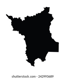 Brazil province map, state Roraima vector map silhouette isolated on white background. High detailed silhouette illustration. 