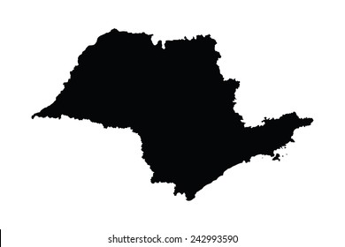 Brazil province map, state Sao Paulo vector map silhouette isolated on white background. High detailed silhouette illustration. 