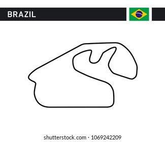 Brazil race track, circuit for motorsport and auto sport. Vector illustration road.