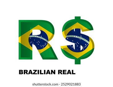 brazil real currency dollar isolated on white background for logo icon web graphic. vector illustration. 
