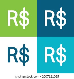 Brazil Real Symbol Flat four color minimal icon set