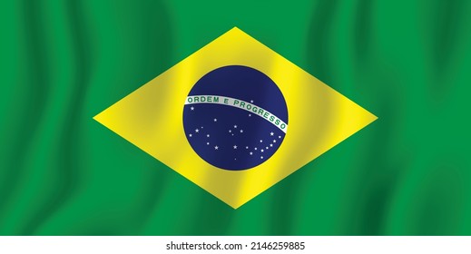 Brazil realistic waving flag vector illustration. National country background symbol. Independence day