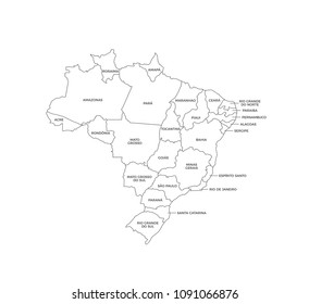 Brazil Regions Map Line Vector