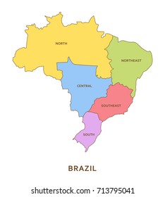 Brazil regions, vector geography background