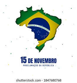 Antecedentes del Día de la República del Brasil. Traducir : 15 de noviembre, Proclamación de la República. Ilustración vectorial.