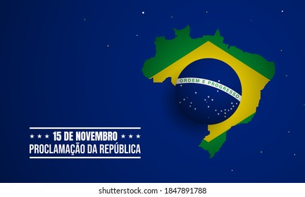 Antecedentes del Día de la República del Brasil. Traducir : 15 de noviembre, Proclamación de la República. Ilustración vectorial.