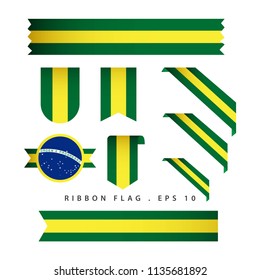 Brazil Ribbon Flag Vector Template Design Illustration