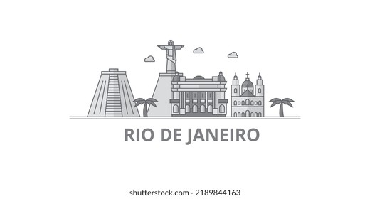 Brasil, el horizonte de la ciudad de Río de Janeiro ilustraciones vectoriales aisladas, íconos