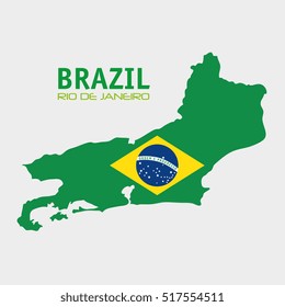 brazil rio de janeiro map and flag