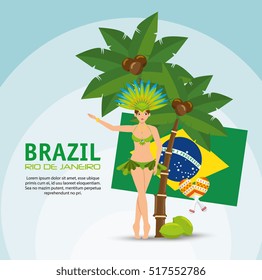 brazil rio de janeiro poster garota flag coconut palm