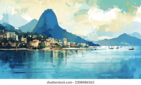 Brazil, Rio de janeiro Wasserfarbe, Aquarellmalerei, Kolosseum